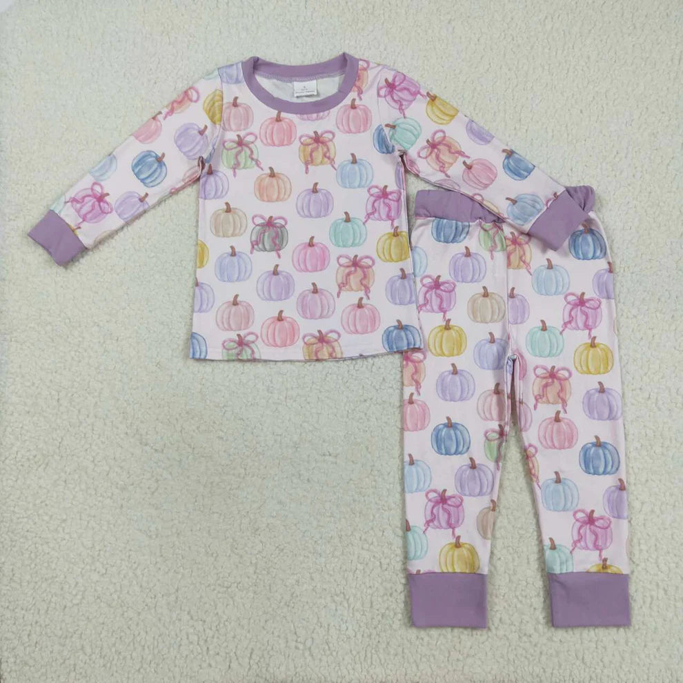 Girls' Colorful Pumpkin PJ Set