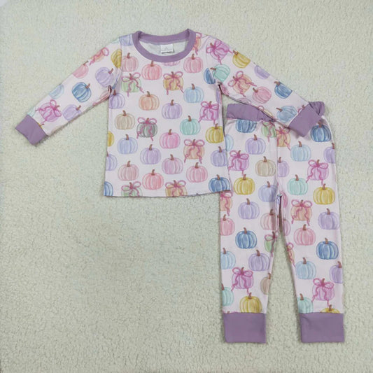 Girls' Colorful Pumpkin PJ Set